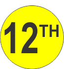 Twelveth (12th) Fluorescent Circle or Square Labels